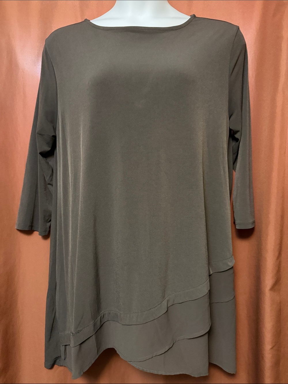 Zenana Outfitters Gray Layered Hem Tunic